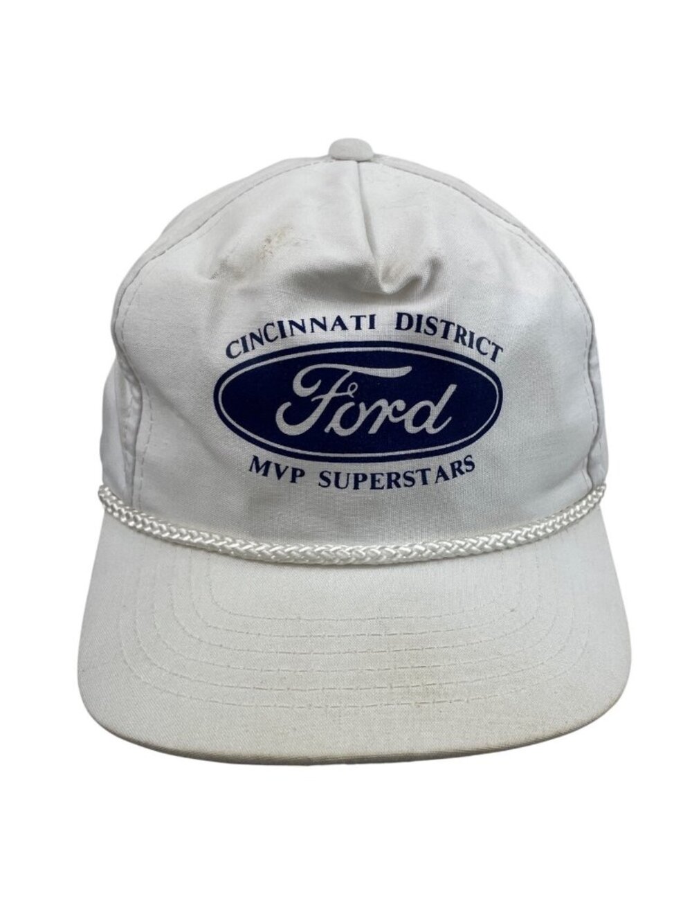 Vintage Ford Cincinnati District MVP Superstars White Snapback Hat w/Rope Accent